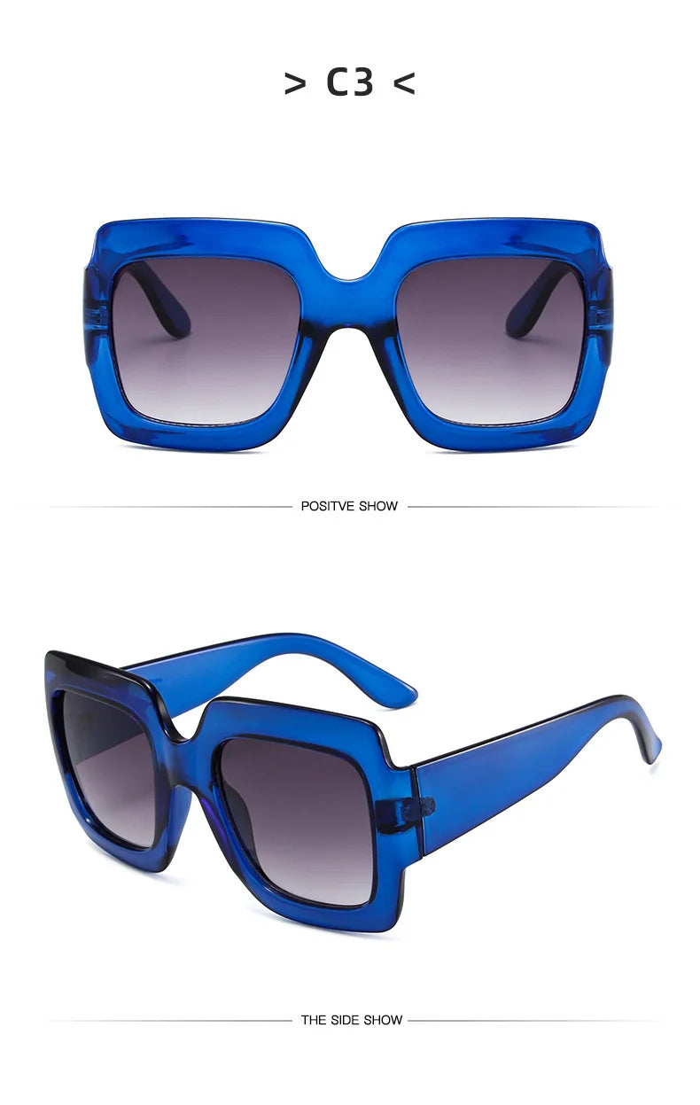 Fashion Women Oversize Sunglasses Gradient Retro Luxury Brand Designer Square Sun Glasses Female Trending Shades UV400 Eyeglas