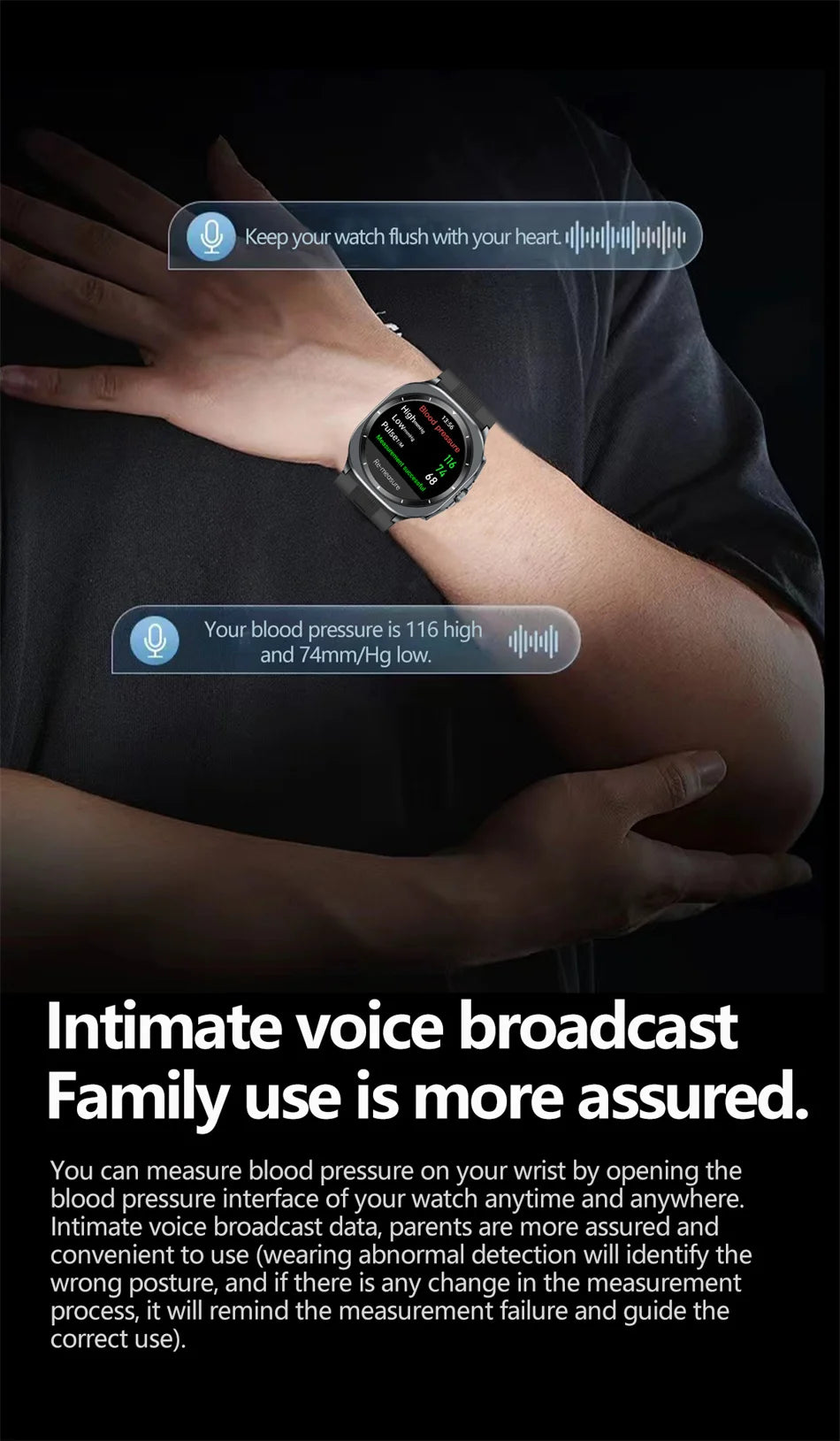 2026 New Health track Smartwatch Air Pump Airbag True Blood Pressure Health Measure Smart Watch Men Women Blood oxygen BT Call