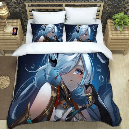 Anime Genshin Impact Bedding Set Boys Girls Twin Queen Size Duvet Cover Pillowcase Bed Kids Adult Fashion Home Textileextile