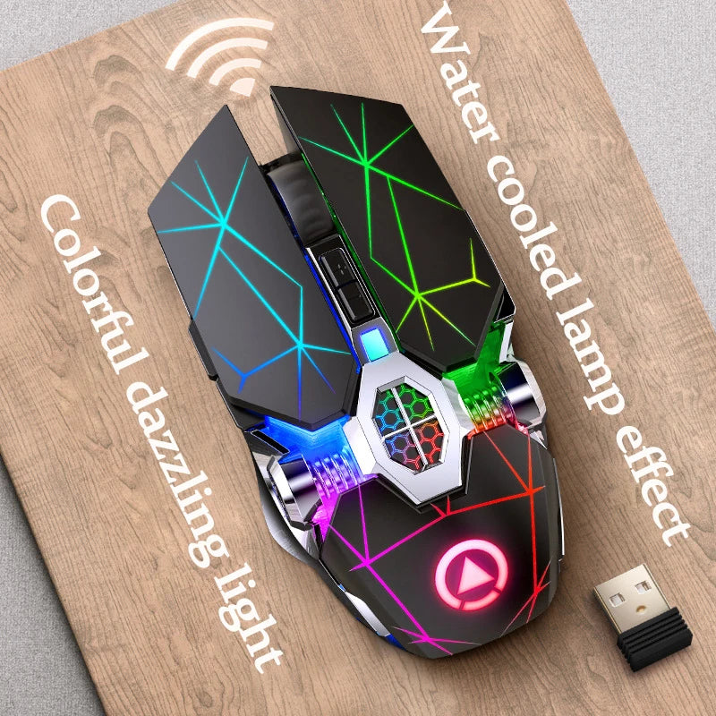 UTHAI A7 Laptop Accessories Rechargeable Wireless Mouse Mute Office Game Water Cooled Light Effect Bluetooth Mouse