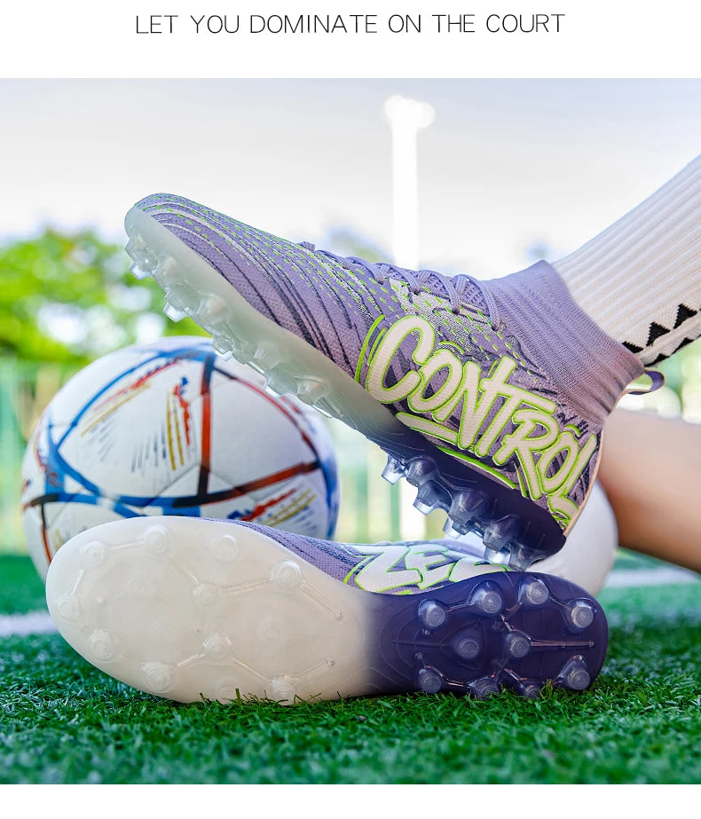 Men Women Football Boots Outdoor Soccer Cleats Non-slip Football Field Boots Ultralight Futsal Sneakers TF/FG Spiked Soccer Shoe