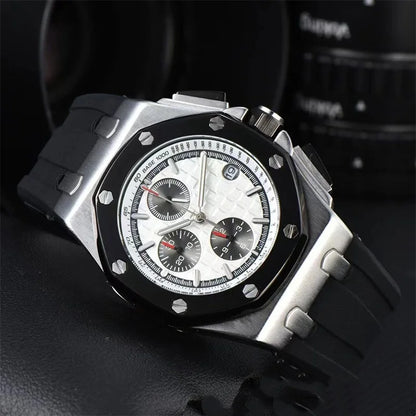 Men's Chronograph Sport Watch Date Display Luxury Chronograph Wristwatch Sport & Business Casual Watch with Rubber Strap