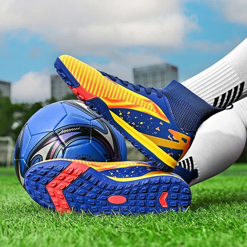 Chaussures de football pour hommes, chaussures de sport, chaussures de futsal à tige haute, chaussures de football de haute qualité pour l'intérieur, antidérapantes, pour l'entraînement en extérieur, crampons ultra-lég