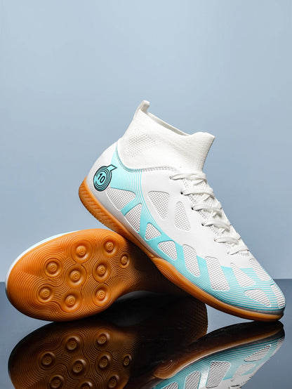 Men's Sports IC Indoor Flat Bottomed Football Shoes Adult High-Tops Wear-Resisting Training Shoes Teenagers Non-Slip Shoes
