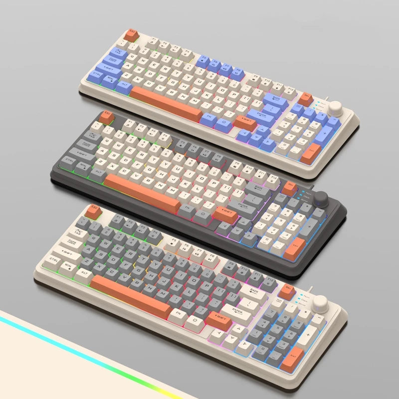 Keyboard K81 Gaming Keyboard 81 Key 80% Layout Spanish Russian Korean Arabic Keyboard USB Wired RGB Light Volume Knob Ergonomics