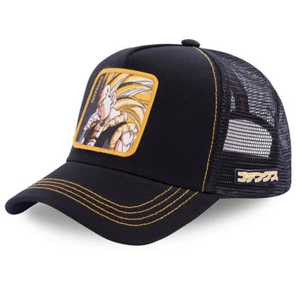 Casquette Dragon Ball Son Goku pour l'été : casquette de voyage à visière, pour homme, brodée, style hip-hop, visière pare-soleil, casquette trucker ajustable en maille
