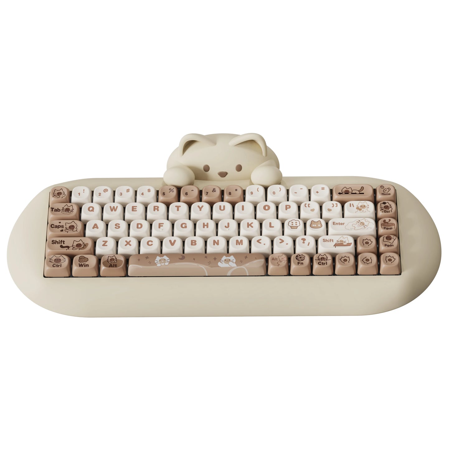 YUNZII C68 Wireless Gaming Keyboard, Hi-Fi Cute Cat Custom RGB Mechanical Keyboard, Silicone 65% Hot Swap Ergonomic Kitty Keeb