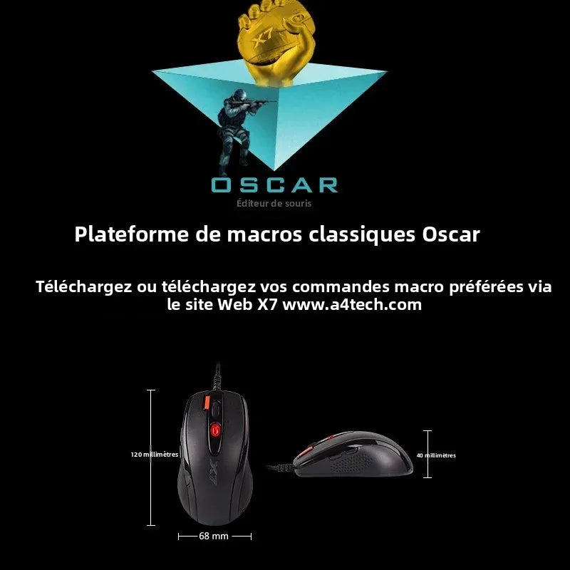 A4TECH X7 X-710BK Oscar Gaming Mouse,2000DPI,1000HZ,4D Wheel,160K Onboard Memory,Oscar Mouse Editor,Driver Free