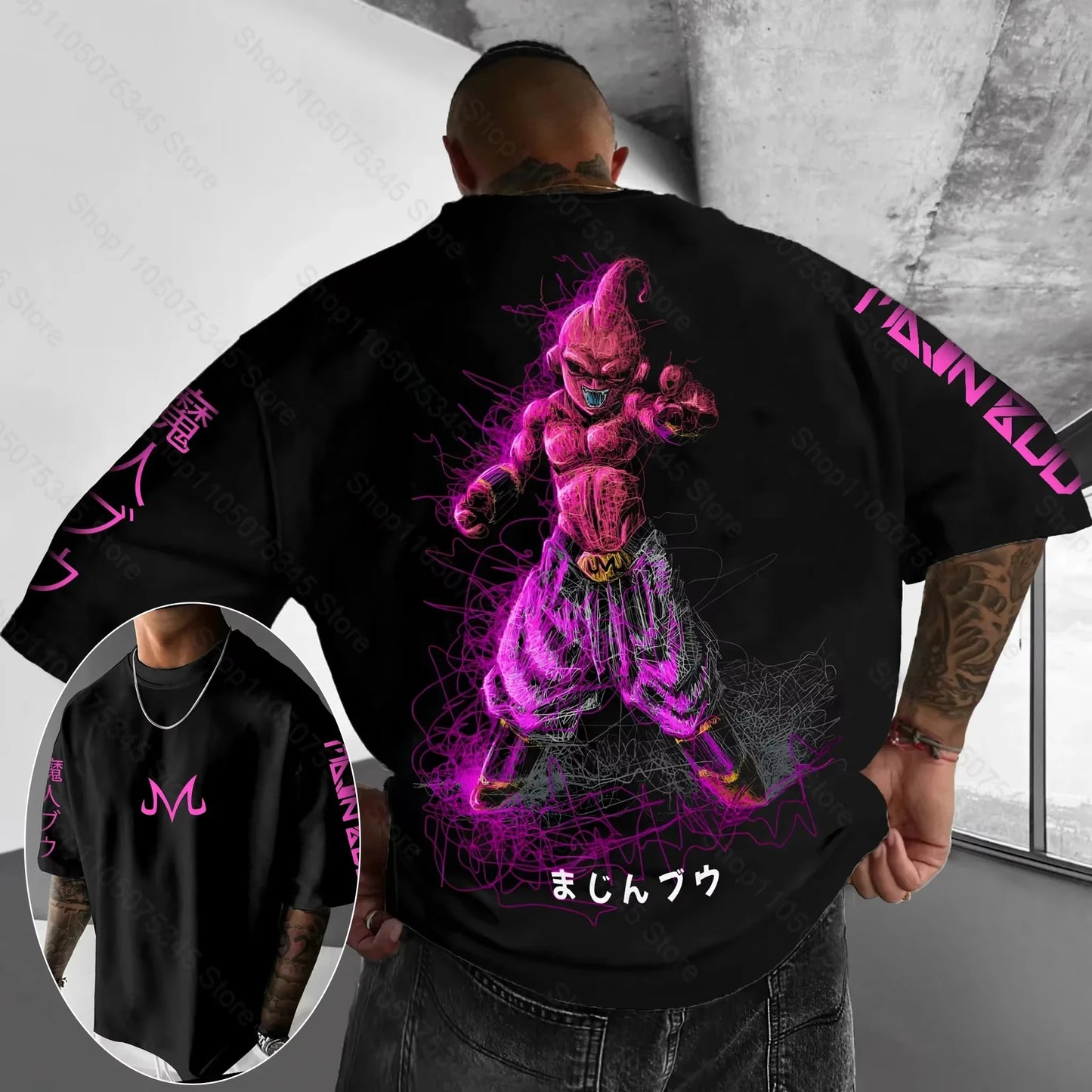 T-shirt oversize Dragon Ball Estate 2026 con cavo di alimentazione, Piccolo Goku, stampa artistica, casual neutro Y2K