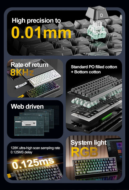 ATTACK SHARK X68 HE Rapid Trigger 8KHz Magnetic Keyboard, 0.01mm RT Accuracy, 60% Layout, RGB, Support RT/Snap Tap/DKS/MT/TGL