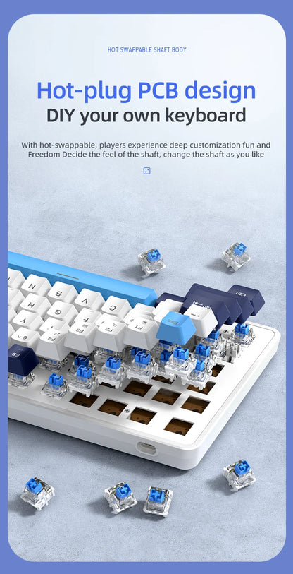 K82 75% Wired Mechanical Keyboard RGB Backlight, 82 KEY, Full Key Hot Swappable Blue Switch, Multifunctional Knob, Windows & Mac
