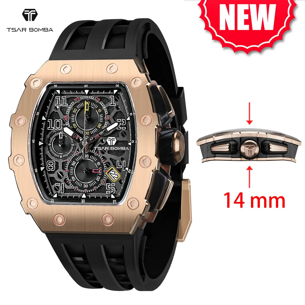 Orologio da uomo TSAR BOMBA New TB8204, cronografo al quarzo giapponese, impermeabile 50M, stile sportivo fashion, orologio da polso di lusso, regalo da uomo
