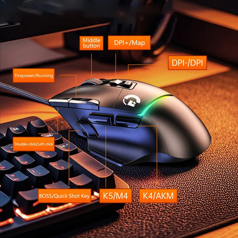 Wireless Gaming Mouse Ergonomics USB Rechargeable Bluetooth Mice Optical Sensor Programming Gaming Mice with Wired For Windows