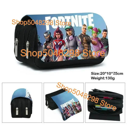 Astuccio grande in canvas kawaii per penne e matite, per ragazzi e ragazze, stampa Fortnite, articoli scolastici, cancelleria, regalo di compleanno per adolescenti