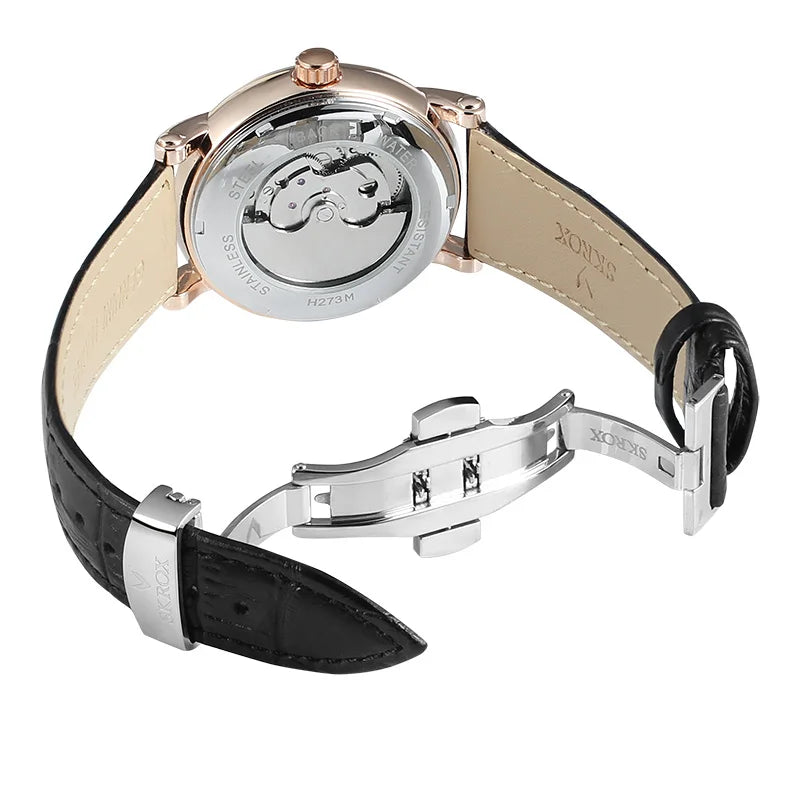 Orologio da polso meccanico automatico di lusso da uomo, firmato da un grande marchio, dotato di tourbillon, fase lunare e diamanti: un elegante orologio da polso.