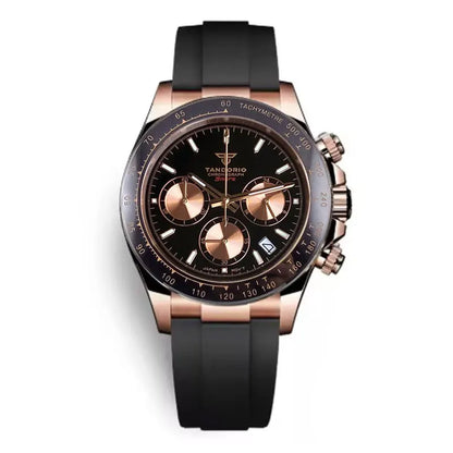 Luxury VK63 Men's Watch Quartz Movement Business Stop Watches 39mm Steel/Rose Gold Date Luminous Dial Fully Chronograph