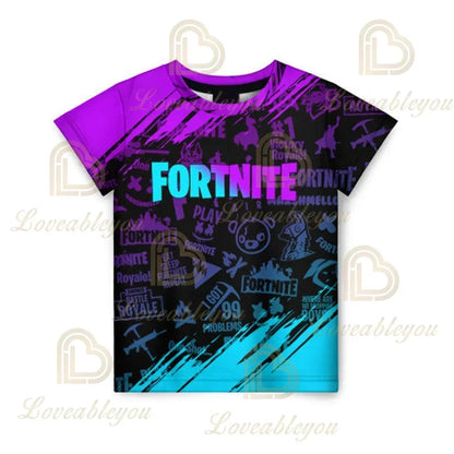 T-shirt Battle Royale 3D Fortnite da uomo e donna, ragazzi e ragazze, top cartoon Victory, abbigliamento teen, bambini, eroe del gioco, magliette e top