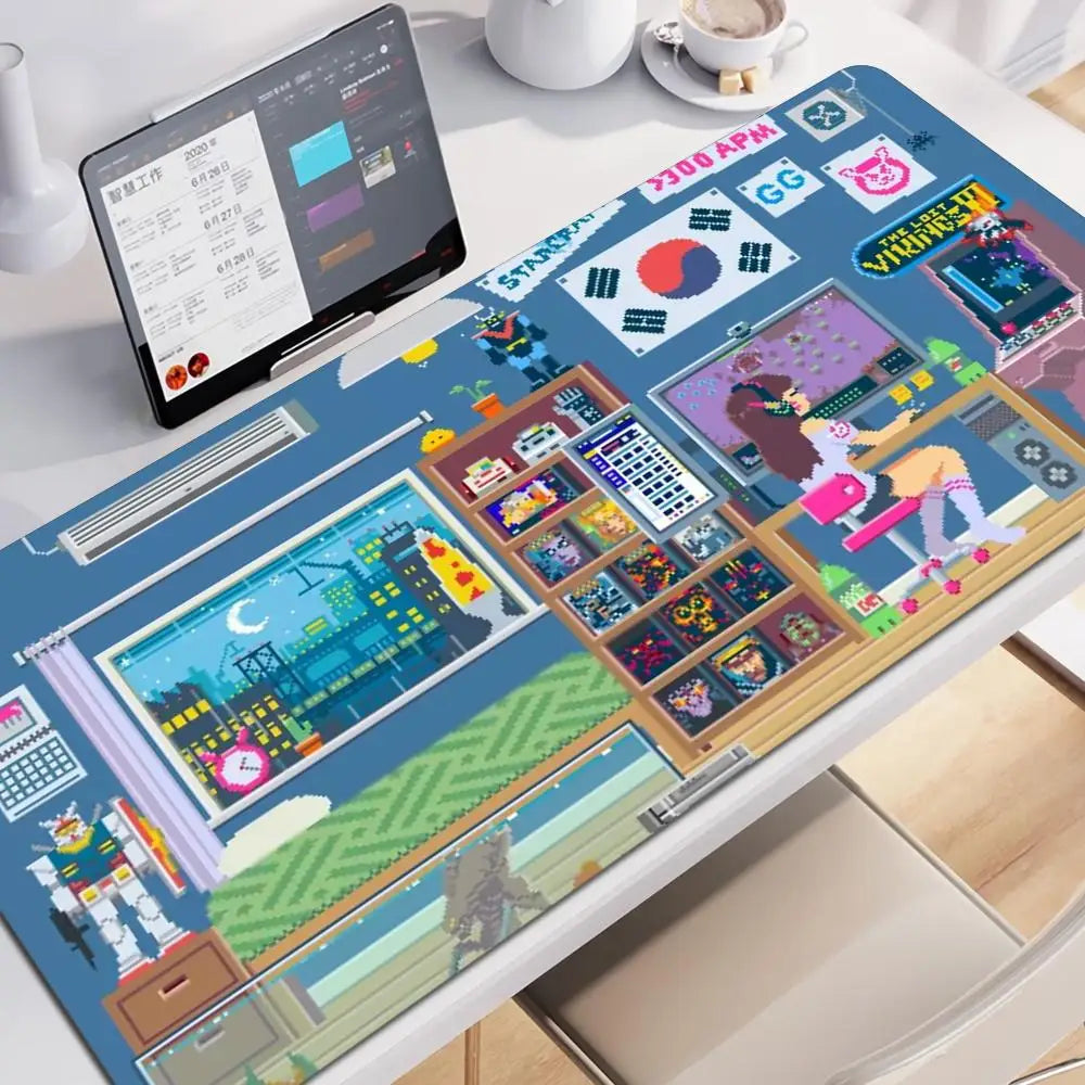 Tapete de Rato XXL Anime Gaming Girl Overwatch 900x400, Tapete de Secretária Suave em Borracha para Portátil, Escritório, Computador e Teclado, Impressão HD