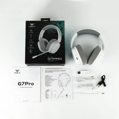 AULA G7 Pro Wired/Bluetooth/2.4GHz Wireless Gaming Headphone 7.1 Surround Sound with Noise Canceling Mic for PS4/PS5/PC/Switch