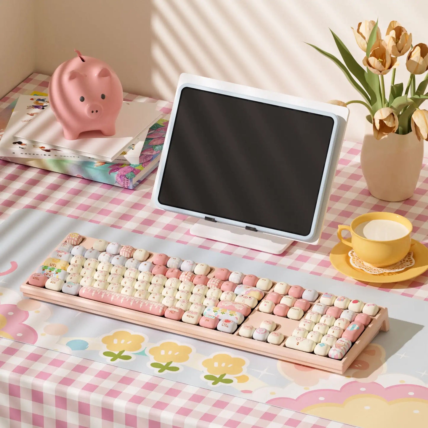 Akko MonsGeek MG108B Bun Wonderland Wireless Mechanical Keyboard MOG Profile RGB 108 Keys Full Size Hot Swap USB / 2.4G / BT 5.0
