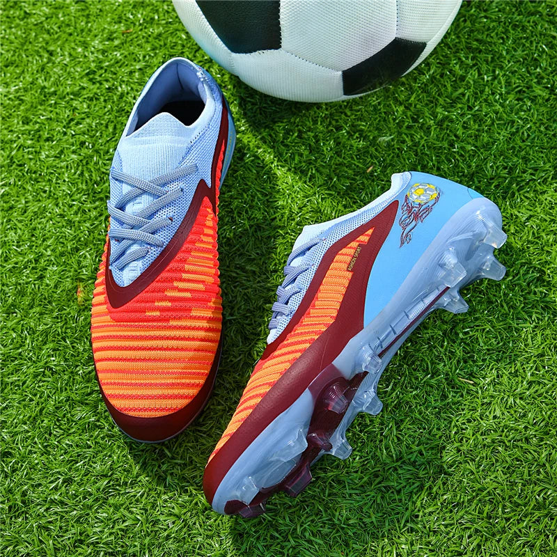 Nuevas zapatillas de fútbol para hombre, botas antideslizantes para adulto, deporte al aire libre para niño, tacos largos de entrenamiento, transpirables y cómodas para partido