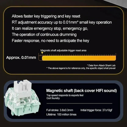 Attack Shark X68 He Gaming Keyboard Magnetic Mechanical Wired for Pro Gaming 0.01mm Rapid Trigg 8000Hz 128K Rate