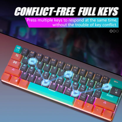 MUCAI MKA610Z Mechanical Color Esports Gaming Keyboard Ergonomic 61 Key Compact Response Fast RGB Light Effect Hot Plug