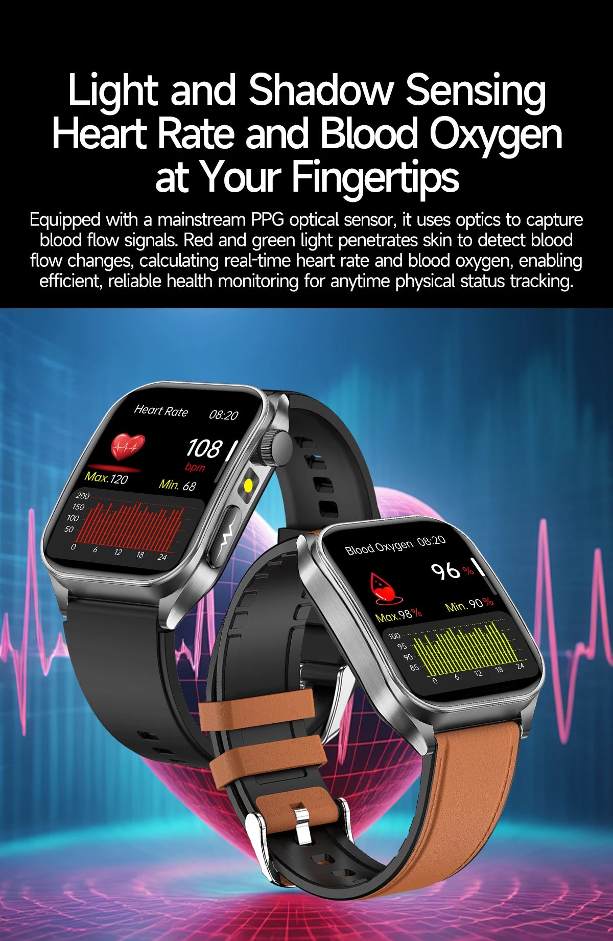 2026 New 650nm Laser Therapy Blood Fat Uric Acid Blood Pressure Smart Watch ECG+PPG Precise Health Monitor Smartwatches For Men
