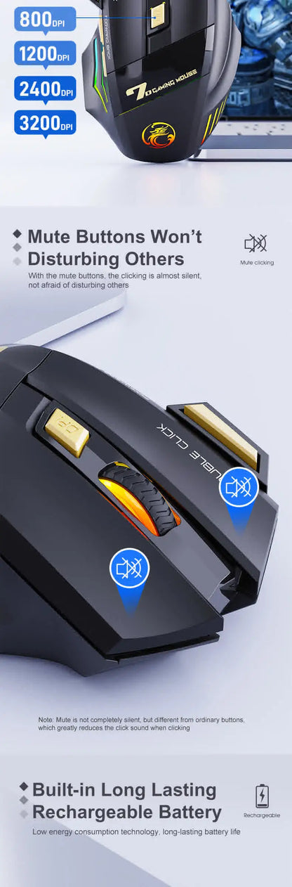 Wireless Mouse Bluetooth Wireless Mouse Rechargeable Computer Mouse Gamer Ergonomic Gaming Mause RGB Backlit Silent Mice For PC