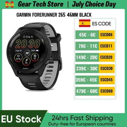 Garmin Forerunner 265 Basic Style Smart Sports Watch, 1.3 Inch Amoled Screen, Activity Monitor