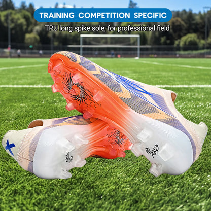 AG/FG Soccer Cleats for Men Women Kids Youth PU Fabric Upper TPU Sole Non-Slip Wear-Resistant for Natural Grass Sports Pitch Tra