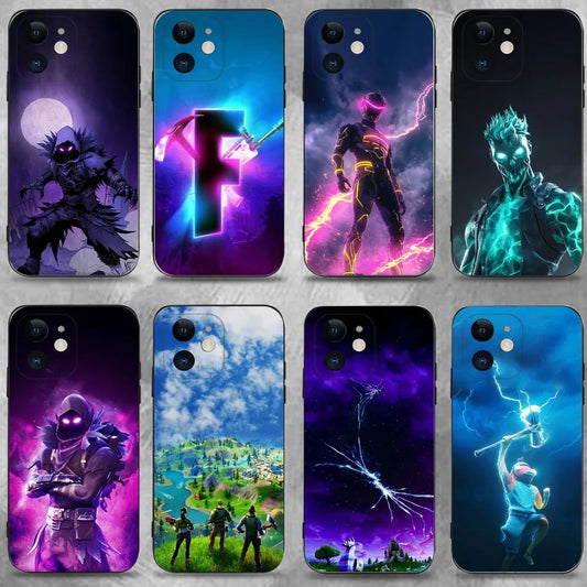 R-Royales F-Fortnites Phone Case For iPhone 16,15,14,13,12,11 Plus,Pro Max,XS,X,XR,SE,Mini,8,7,Soft Silicone Black Cover