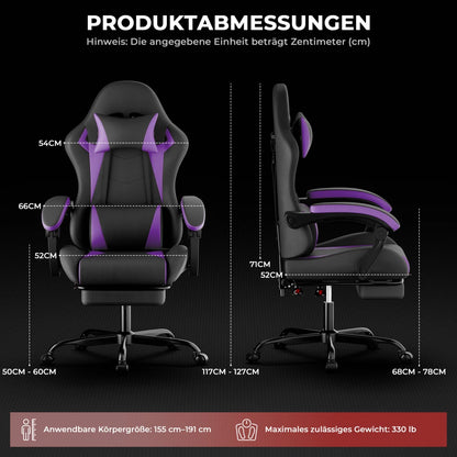 Gaming Chair Ergonomic Gaming Chair with Waist Cushion and Headrest, Office Chair Height Adjustable, Chair for Adult Girls Boy