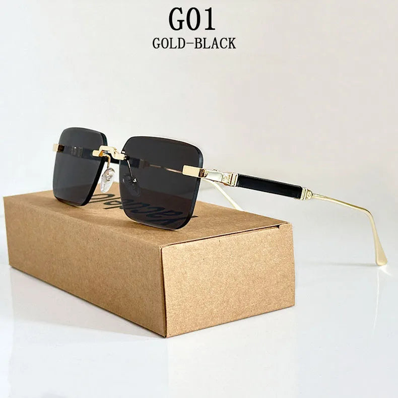 New 2024 Square Sunglasses Women Trendy Vintage Designer Rimless Sunglasses For Men Vacation Fashion Glasses Lentes De Sol Mujer