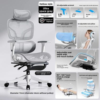 Ergonomic Office Chair Comfortable Long Sitting Home Gaming Computer Recliner Nap Chair Adjustable Height Lumbar Support Swivel