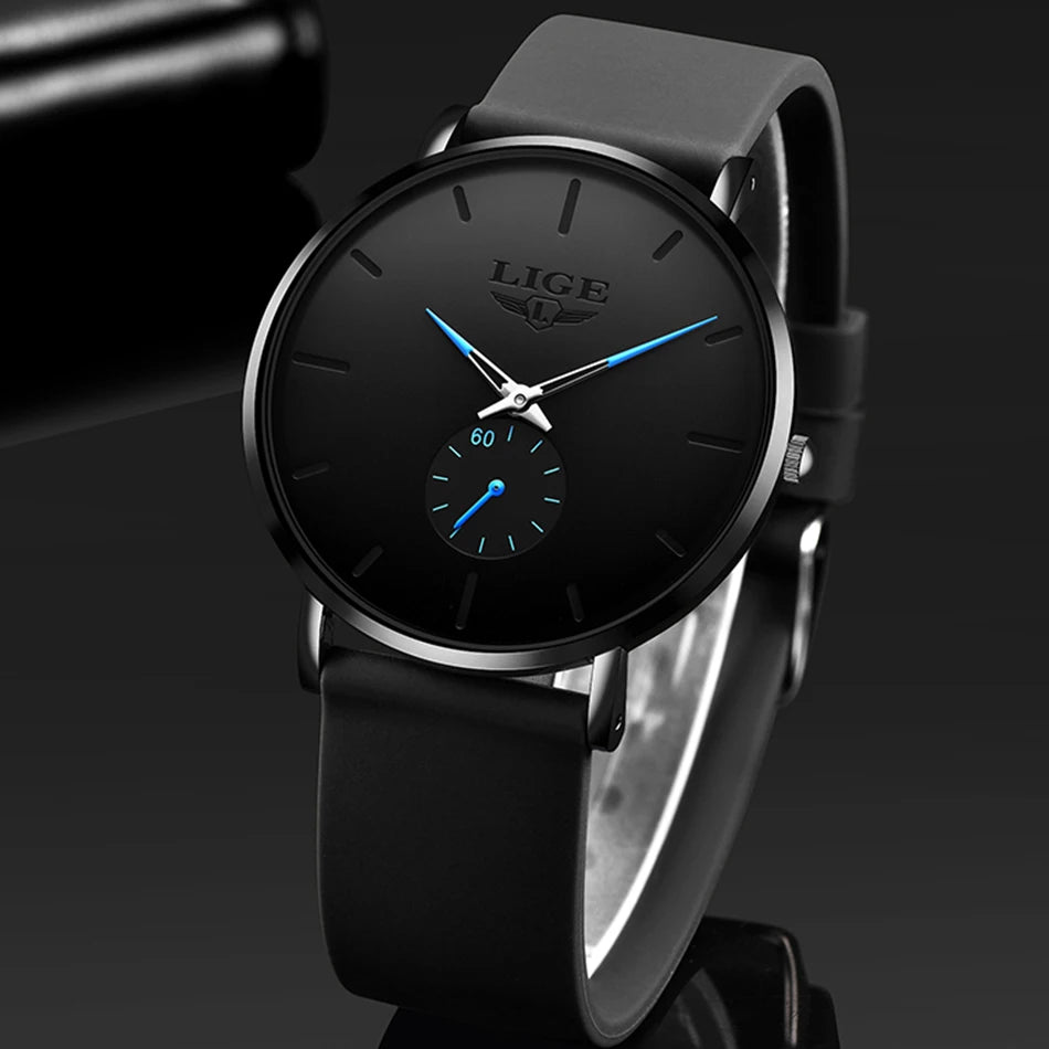LIGE men’s watch – Sporty and trendy style, luxury brand, water-resistant, sleek and ultra-thin design, men’s quartz watch