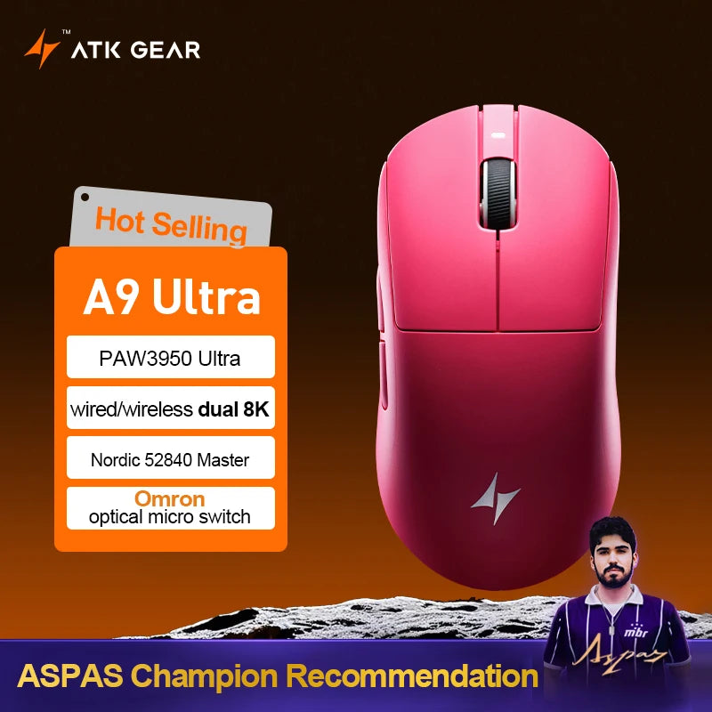 ATK Dragonfly A9 Ultra Wireless Gaming Mouse PAW3950 Ultra Lightweight Tri-mode Ergonomic E-sports Gamer FPS Mice A9 SE Plus