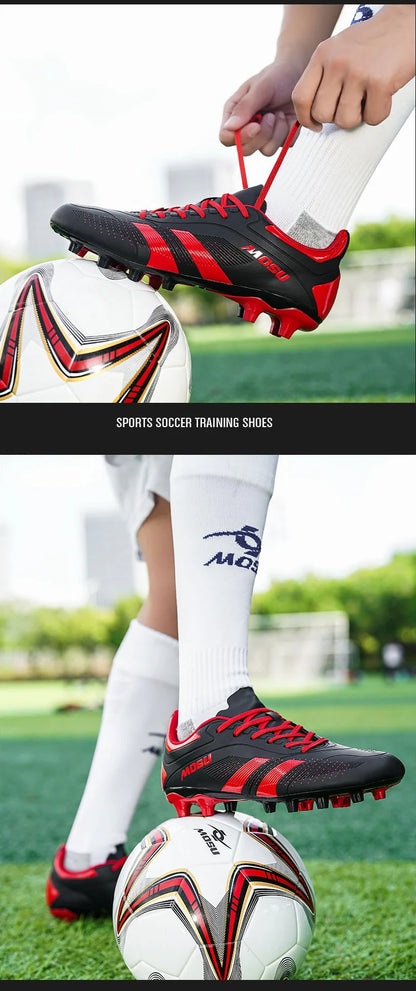 Nuove scarpe da calcio da uomo e donna, scarpe sportive per interni ed esterni con tacchetti lunghi e spezzati per allenamento su tappeto da calcio