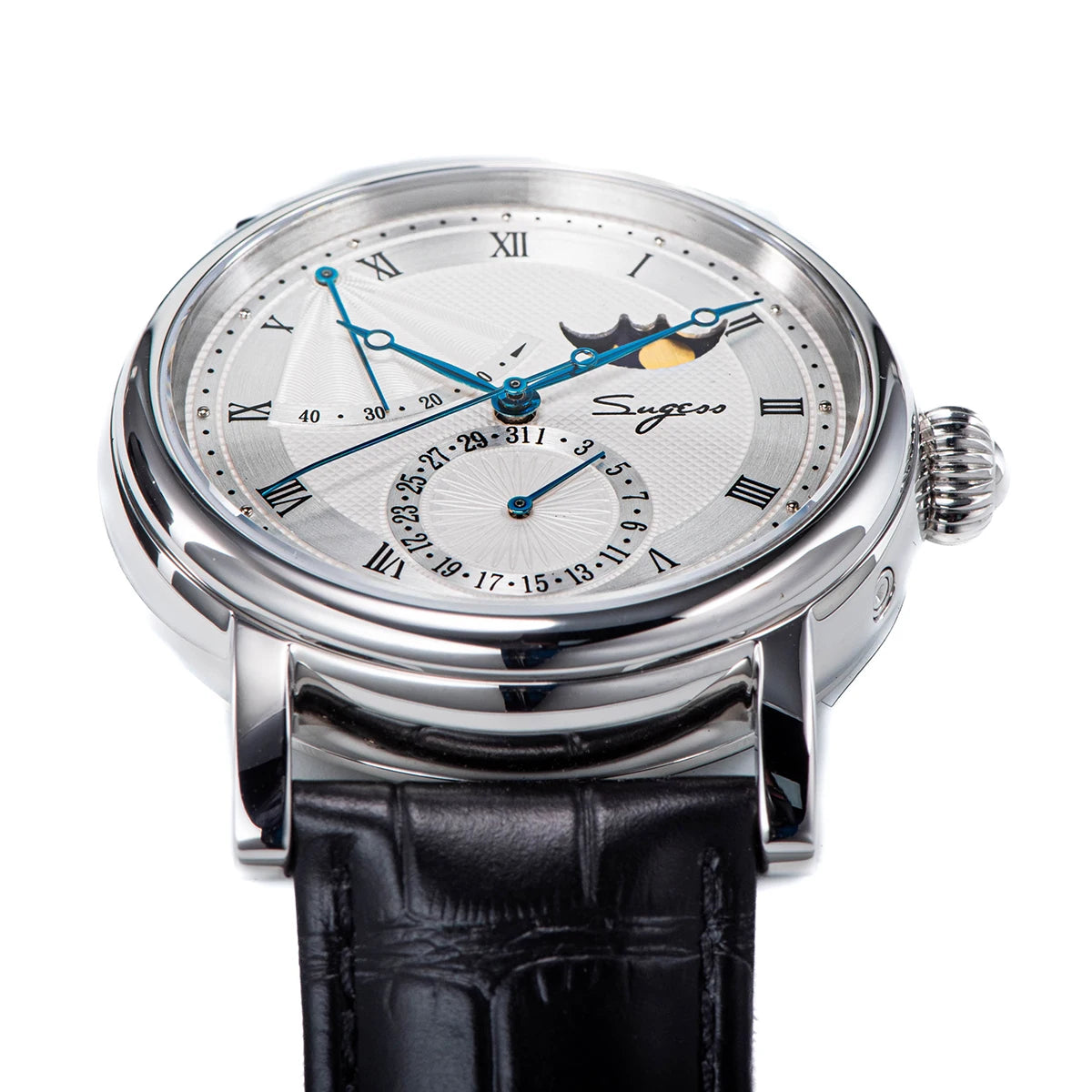 2023 Sugess Watch of Men Automatic Mechanical Moon-Phase Wristwatches Power Reserved  Sapphire WaterResistant Tianjin Movement