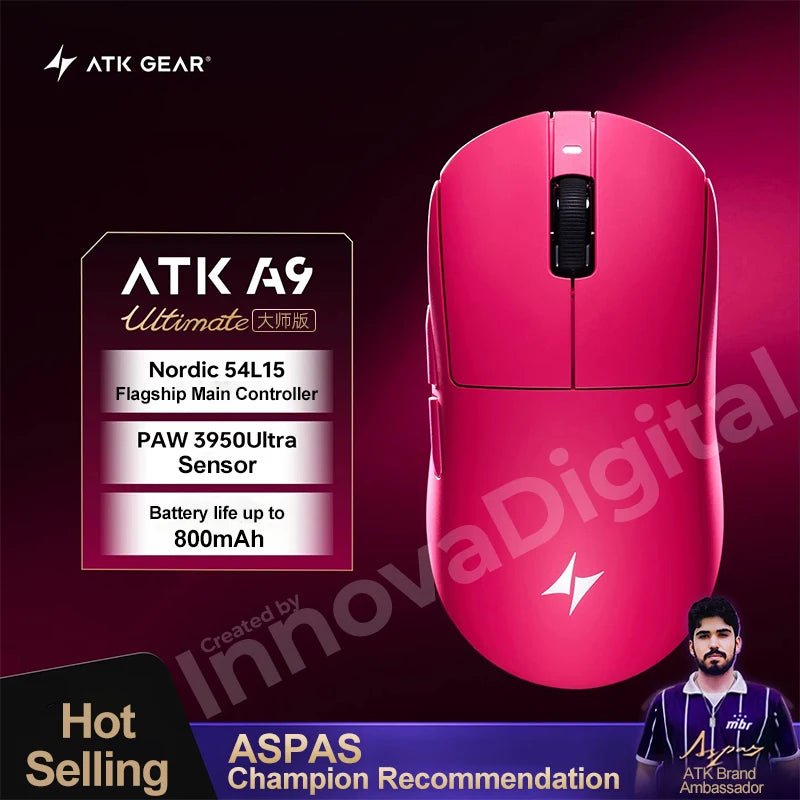 ATK Dragonfly A9 Ultimate bezdrôtová herná myš A9 Air PAW3950 ultraľahká ergonomická e-športová myš pre hráčov FPS CSGO A9 Ultra