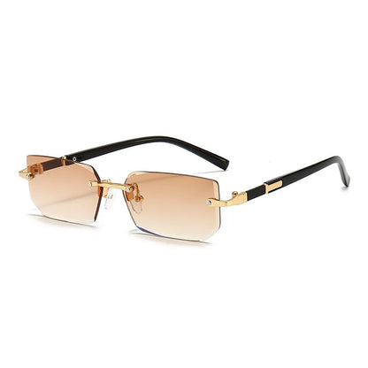 Rimless Sunglasses Rectangle Fashion Popular Women Men Shades Small Square Sun Glasses For Female male Traveling Oculos