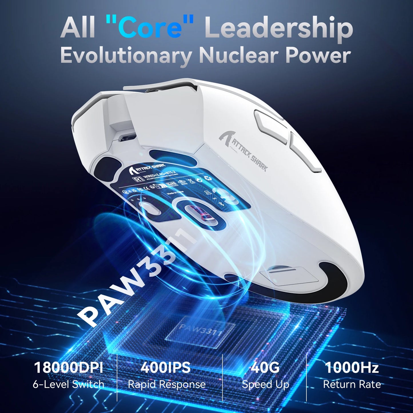 Attack Shark R1 Wireless Mouse Bluetooth Gaming Mouse,Viral Mouse Reviewed by Influencers PAW3311 Sensor,1000Hz Return-rate