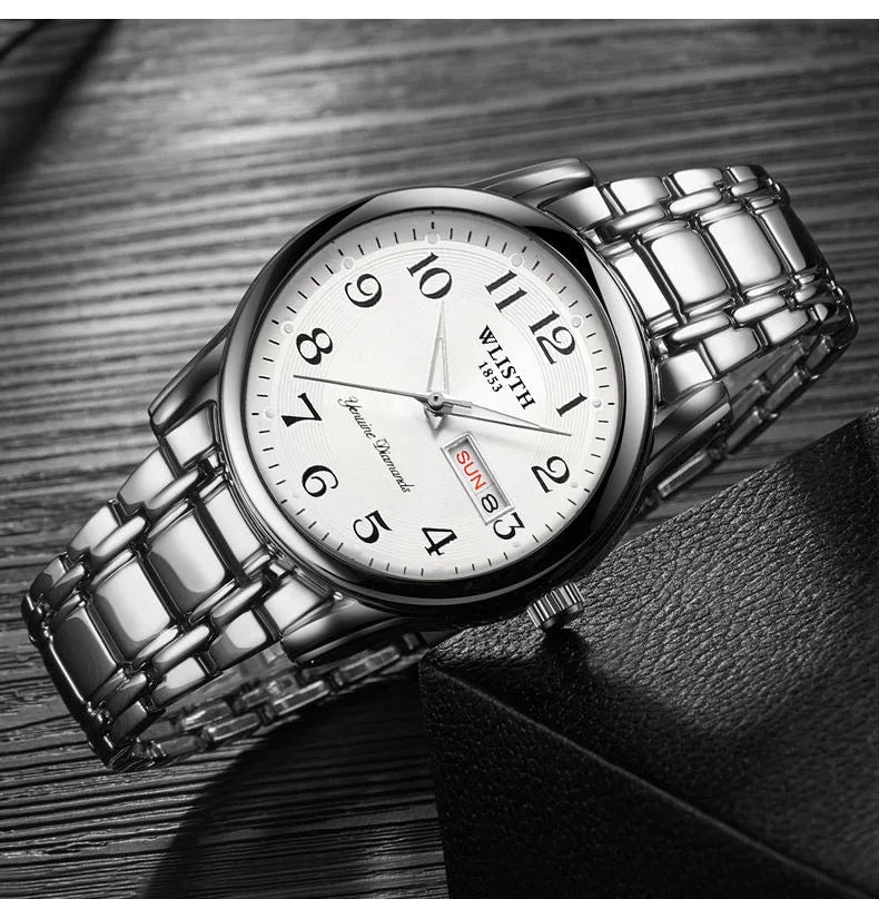 Luksusur til kvinder, kvartsur, digitalt armbåndsur, vandtæt, med kalender og lysende display; moderigtigt og professionelt design, egner sig også til mænd.