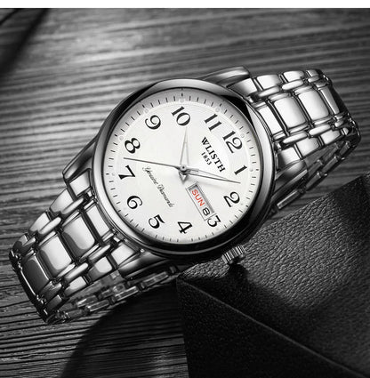 Luksusur til kvinder, kvartsur, digitalt armbåndsur, vandtæt, med kalender og lysende display; moderigtigt og professionelt design, egner sig også til mænd.
