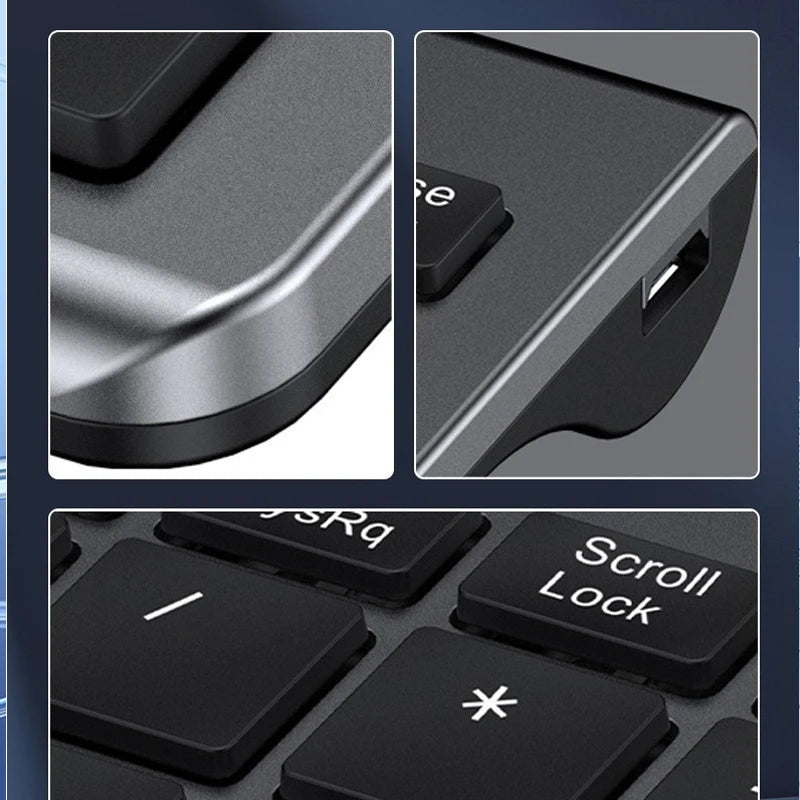 JOMAA Bluetooth-&2.4G-USB-Tastatur-und-Maus-Set für Laptop, Computer und iPad, wiederaufladbare kabellose Tastatur-und-Maus-Kombination, leise