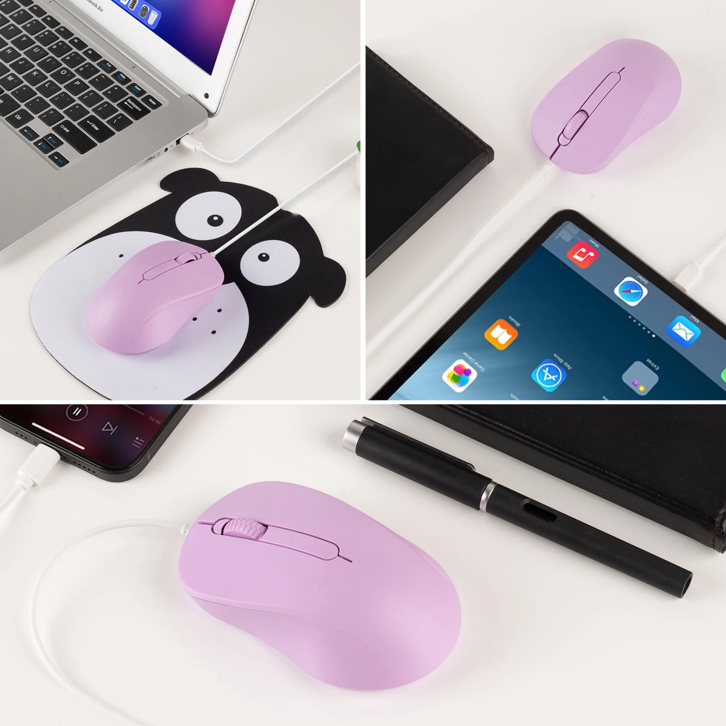 Silent 3D Mouse - Ergonomics Optical Mice 1000DPI For PC Laptop MacBook Tablet Phone, For Windows/MacOs/Android, USB-C