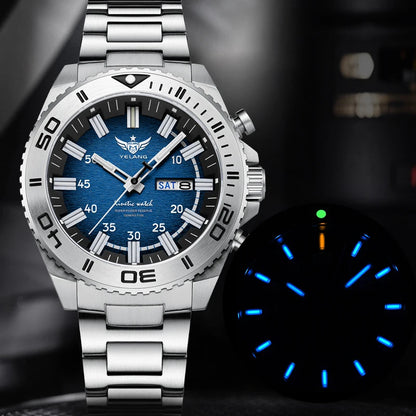 Yelang Watches V1035 44mm Men Diving Watch Human Kinetic Energy Watch 100m Waterproof Watches luminous Japan PX83 Sapphire