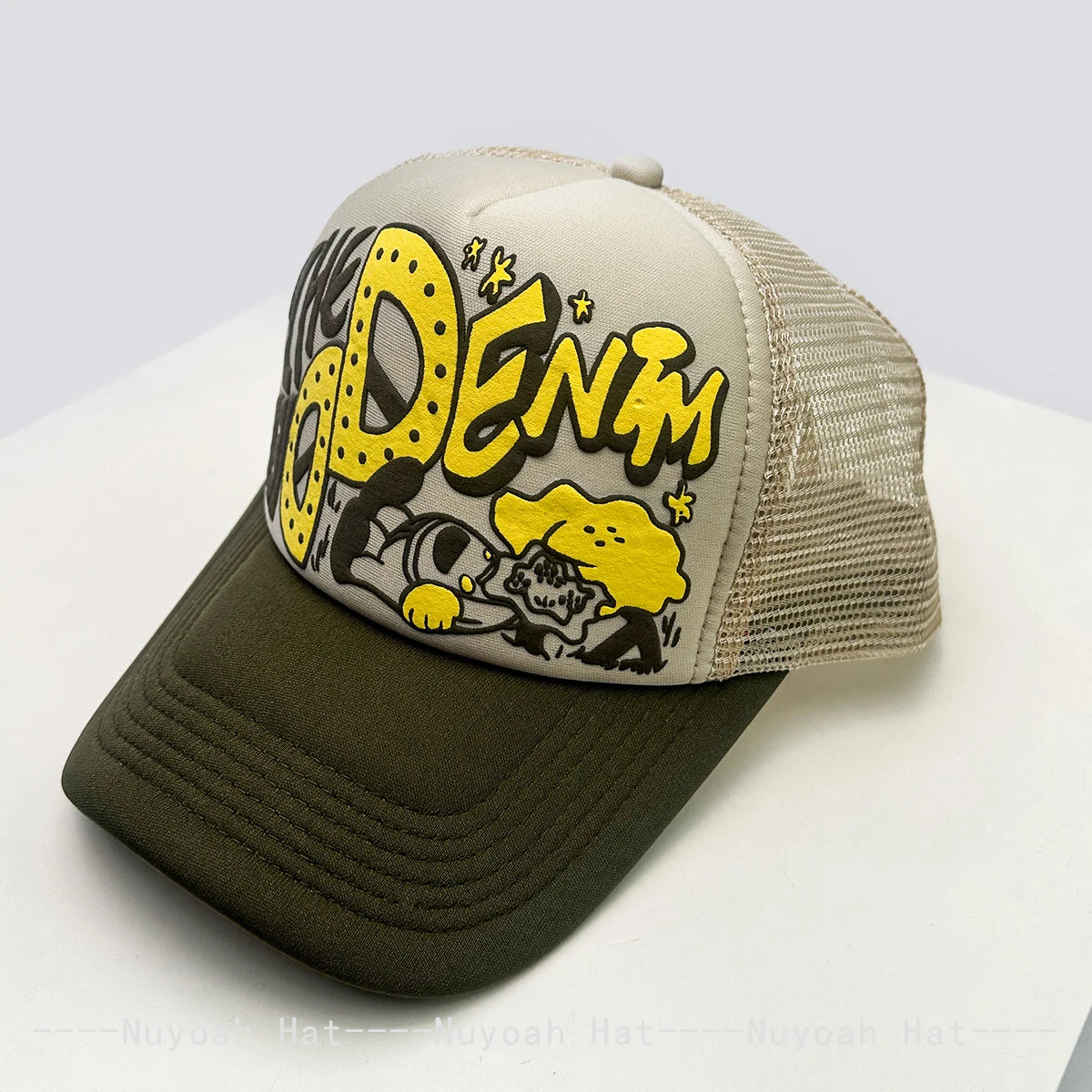 Unisex, interessant, 3D-printet bogstav, baseballkasketter, solskærm, tegneserie, åndbar, farveblok, trucker-kasketter, mesh, alsidig inderside