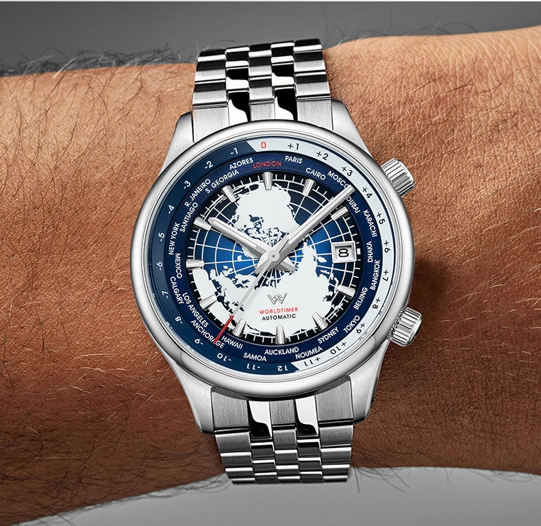 WM Watch Automatic Mechanical Men Watches High Quality Sapphire World Time Original Recognized Brand Welly Merck Watch Man WM057