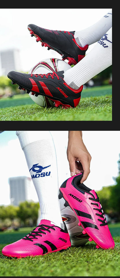 Nuove scarpe da calcio da uomo e donna, scarpe sportive per interni ed esterni con tacchetti lunghi e spezzati per allenamento su tappeto da calcio